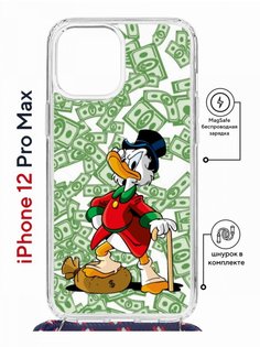 Чехол на iPhone 12 Pro Max MagSafe с принтом Kruche Print MacMoney с магнитом, со шнурком КruЧЕ