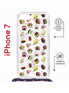 Чехол на iPhone 7/8/SE 2020,2022 MagSafe Kruche Print Cake с магнитом, со шнурком КruЧЕ
