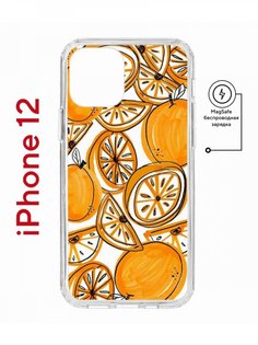 Чехол на iPhone 12/12 Pro MagSafe с принтом Kruche Print Апельсины с магнитом КruЧЕ
