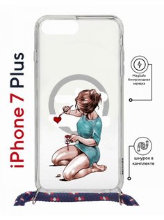 Чехол на iPhone 7 Plus/ 8 Plus MagSafe Kruche Print Рисуя любовь с магнитом, со шнурком КruЧЕ