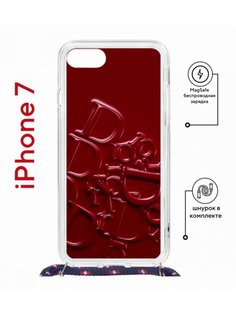 Чехол на iPhone 7/8/SE 2020,2022 MagSafe Kruche Print Dior с магнитом, со шнурком КruЧЕ