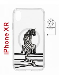 Чехол на iPhone XR MagSafe с принтом Kruche Print Tiger противоударный с магнитом КruЧЕ