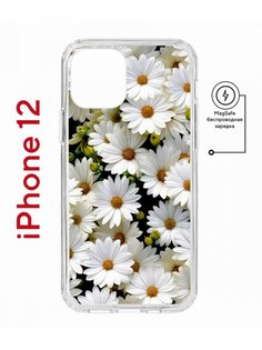 Чехол на iPhone 12/12 Pro MagSafe с принтом Kruche Print Ромашки противоударный с магнитом КruЧЕ