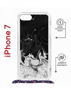 Чехол на iPhone 7/8/SE 2020,2022 MagSafe Kruche Print Разводы краски с магнитом,шнурком КruЧЕ