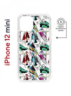 Чехол на iPhone 12 mini MagSafe Kruche Print Кроссы Nike Air Max противоударный с магнитом КruЧЕ