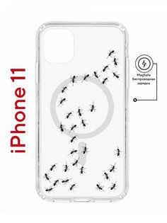 Чехол на iPhone 11 MagSafe с принтом Kruche Print Муравьи противоударный с магнитом КruЧЕ