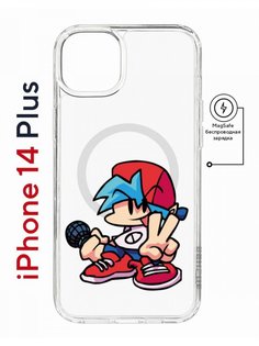 Чехол на iPhone 14 Plus MagSafe Kruche Print FNF Boyfrend противоударный с магнитом КruЧЕ