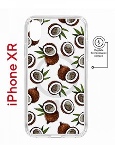 Чехол на iPhone XR MagSafe с принтом Kruche Print Кокосы противоударный с магнитом КruЧЕ