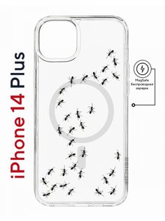 Чехол на iPhone 14 Plus MagSafe с принтом Kruche Print Муравьи противоударный с магнитом КruЧЕ