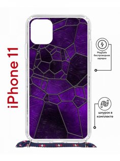 Чехол на iPhone 11 MagSafe с принтом Kruche Print Витраж с магнитом, со шнурком КruЧЕ