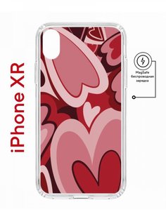 Чехол на iPhone XR MagSafe с принтом Kruche Print Сердечки противоударный с магнитом КruЧЕ