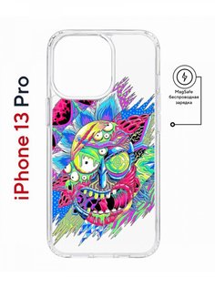 Чехол на iPhone 13 Pro MagSafe Kruche Print Многоликий Рик противоударный с магнитом КruЧЕ