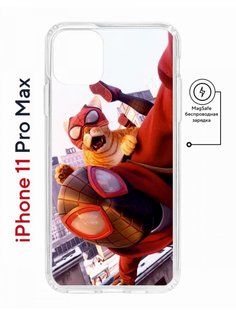 Чехол на iPhone 11 Pro Max MagSafe с принтом Kruche Print Человек паук с магнитом КruЧЕ