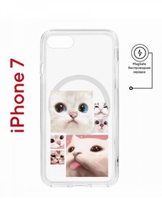Чехол на iPhone 7, 8, SE 2020 2022 MagSafe Kruche Print Коты противоударный с магнитом КruЧЕ