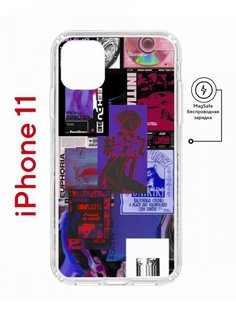 Чехол на iPhone 11 MagSafe с принтом Kruche Print Стикеры Киберпанк с магнитом КruЧЕ