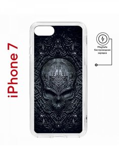 Чехол на iPhone 7, 8, SE 2020 2022 MagSafe Kruche Print Череп техно с магнитом КruЧЕ