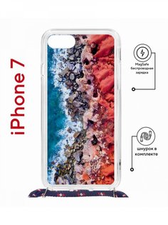 Чехол на iPhone 7/8/SE 2020,2022 MagSafe Kruche Print Морской берег с магнитом, со шнурком КruЧЕ
