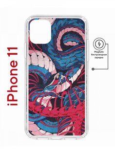 Чехол на iPhone 11 MagSafe с принтом Kruche Print Японская змея противоударный с магнитом КruЧЕ
