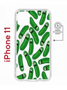 Чехол на iPhone 11 MagSafe с принтом Kruche Print Огурчик Рик противоударный с магнитом КruЧЕ