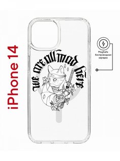 Чехол на iPhone 14 MagSafe с принтом Kruche Print J-Cat противоударный с магнитом КruЧЕ