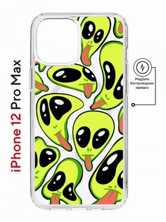 Чехол на iPhone 12 Pro Max MagSafe Kruche Print Инопланетянин противоударный с магнитом КruЧЕ