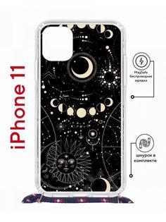 Чехол на iPhone 11 MagSafe с принтом Kruche Print Space с магнитом, со шнурком КruЧЕ