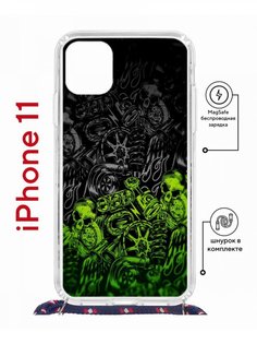 Чехол на iPhone 11 MagSafe с принтом Kruche Print Garage с магнитом, со шнурком КruЧЕ