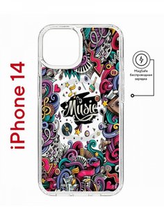 Чехол на iPhone 14 MagSafe с принтом Kruche Print Music противоударный с магнитом КruЧЕ