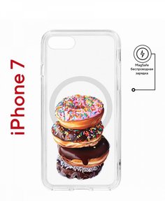Чехол на iPhone 7, 8, SE 2020 2022 MagSafe Kruche Print Donuts противоударный с магнитом КruЧЕ