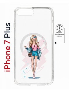 Чехол на iPhone 7 Plus/8 Plus MagSafe Kruche Print Fashion Girl противоударный с магнитом КruЧЕ