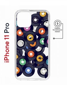Чехол на iPhone 11 Pro MagSafe с принтом Kruche Print Виниловые пластинки с магнитом КruЧЕ
