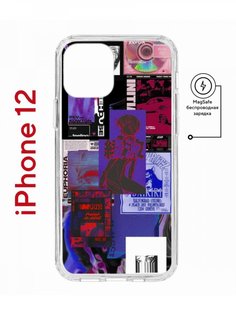 Чехол на iPhone 12/12 Pro MagSafe с принтом Kruche Print Стикеры Киберпанк с магнитом КruЧЕ