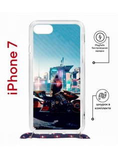 Чехол на iPhone 7/8/SE 2020,2022 MagSafe Kruche Print Киберпанк с магнитом, со шнурком КruЧЕ