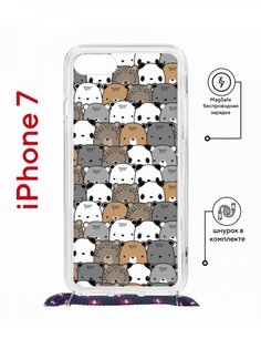 Чехол на iPhone 7/8/SE 2020,2022 MagSafe Kruche Print Медвежата с магнитом, со шнурком КruЧЕ