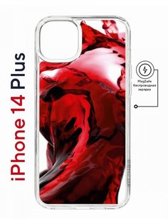 Чехол на iPhone 14 Plus MagSafe с принтом Kruche Print Вино противоударный с магнитом КruЧЕ