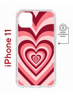 Чехол на iPhone 11 MagSafe с принтом Kruche Print Сердце противоударный с магнитом КruЧЕ