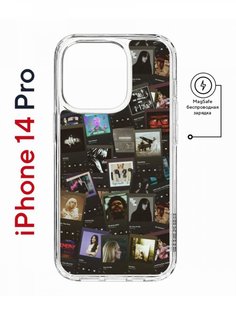 Чехол на iPhone 14 Pro MagSafe с принтом Kruche Print Плейлисты противоударный с магнитом КruЧЕ