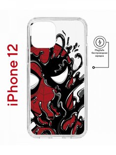 Чехол на iPhone 12/12 Pro MagSafe с принтом Kruche Print Spider-Man-Venom с магнитом КruЧЕ