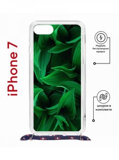 Чехол на iPhone 7/8/SE 2020,2022 MagSafe Kruche Print Grass с магнитом, со шнурком КruЧЕ