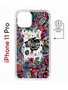 Чехол на iPhone 11 Pro MagSafe с принтом Kruche Print Music противоударный с магнитом КruЧЕ