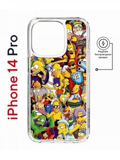 Чехол на iPhone 14 Pro MagSafe с принтом Kruche Print Симпсоны противоударный с магнитом КruЧЕ
