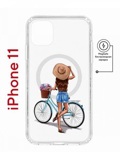 Чехол на iPhone 11 MagSafe с принтом Kruche Print Велосипедная прогулка с магнитом КruЧЕ