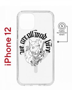 Чехол на iPhone 12/12 Pro MagSafe с принтом Kruche Print J-Cat противоударный с магнитом КruЧЕ