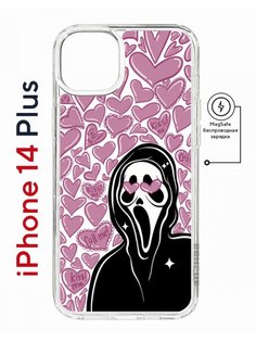 Чехол на iPhone 14 Plus MagSafe Kruche Print Любовь и Крик противоударный с магнитом КruЧЕ