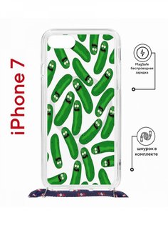 Чехол на iPhone 7/8/SE 2020,2022 MagSafe Kruche Print Огурчик Рик с магнитом, со шнурком КruЧЕ