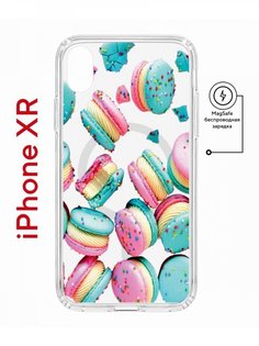 Чехол на iPhone XR MagSafe с принтом Kruche Print Макарон противоударный с магнитом КruЧЕ
