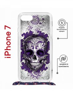 Чехол на iPhone 7/8/SE 2020,2022 MagSafe Kruche Print Sugar Skull с магнитом, со шнурком КruЧЕ