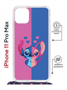 Чехол на iPhone 11 Pro Max MagSafe с принтом Kruche Print СТИЧ с магнитом, со шнурком КruЧЕ