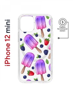 Чехол на iPhone 12 mini MagSafe Kruche Print Ice Cream противоударный с магнитом КruЧЕ