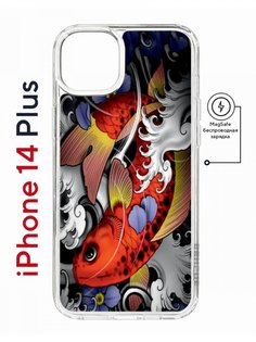 Чехол на iPhone 14 Plus MagSafe с принтом Kruche Print Кои противоударный с магнитом КruЧЕ